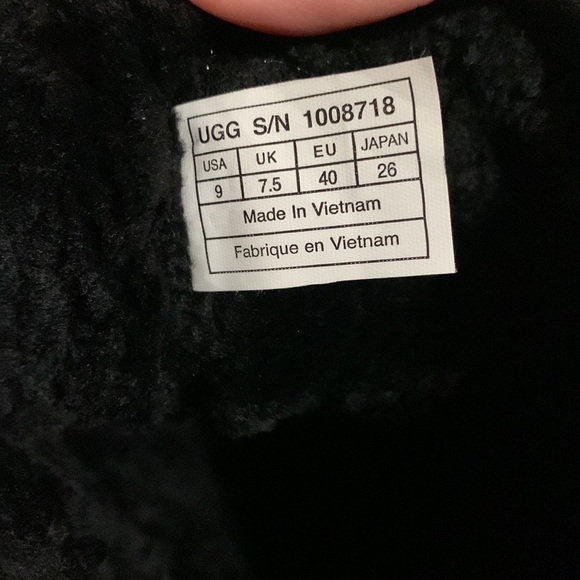 UGG Suede Fur Black Wedge Boots - Picture 3 of 7